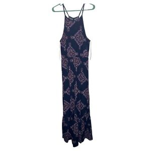 French Grey Navy Blue Spaghetti Strap Maxi Dress